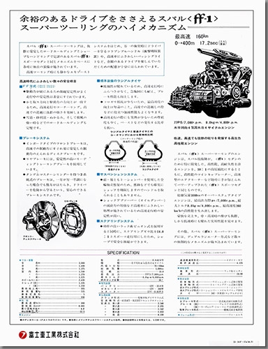 昭和44年9月発行 スバルff-1 カタログ 裏表紙